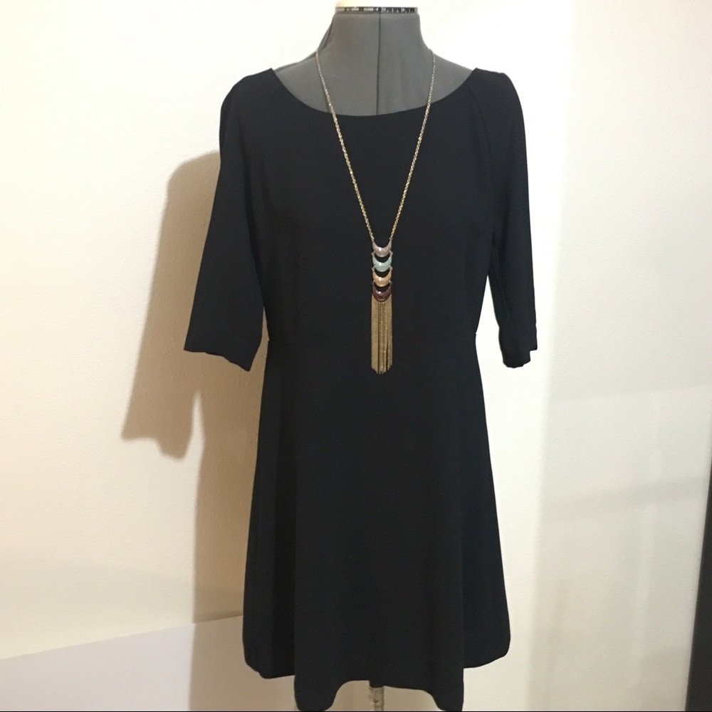 Contemporary Black Dress Size Open Back 3/4 Sleeve